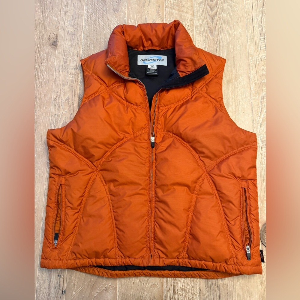 Obermeyer Women’s Down Orange Puffer Vest EUC. Size 10